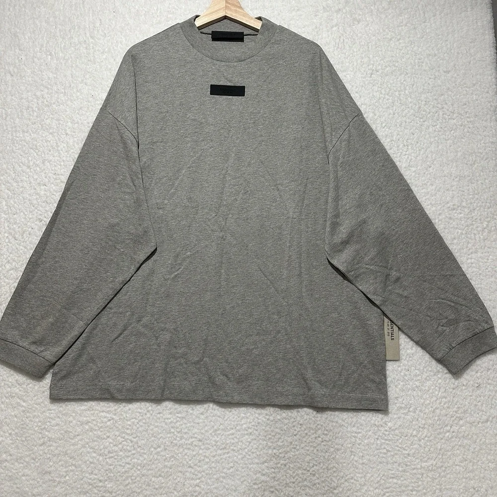 Fear of God Essentials Dark Heather‎ Oatmeal Long Sleeve T-Shirt Size Medium NWT